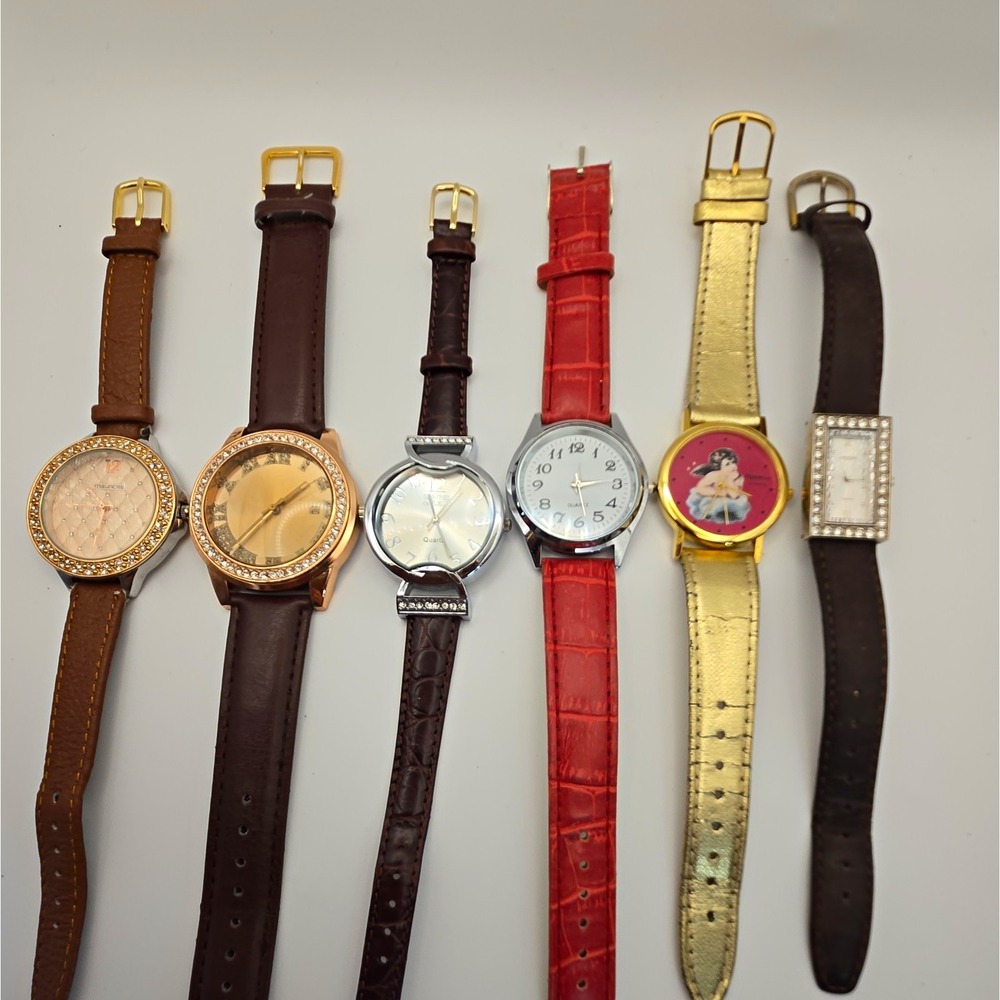 Lot of 6 Assorted Women's Watches. Mixed Styles,Colors,Bands. New Batteries.